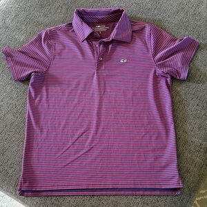 Vineyard Vines Boys Golf Polo in Red and Blue Stripes